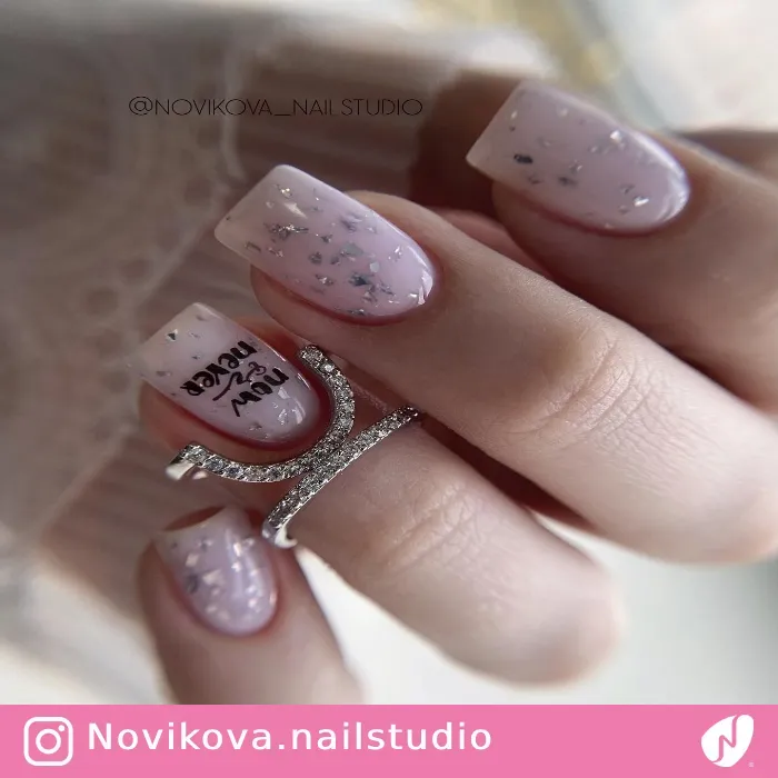 Light Pink Nails with Confetti Design
